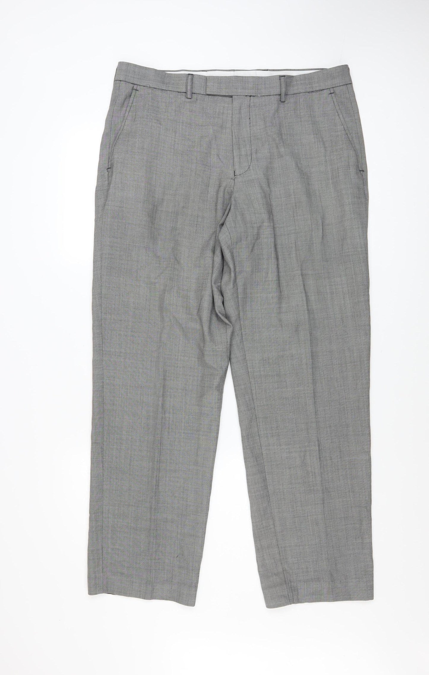 Mens UK Size L Dunnes Stores Regular Fit Dress Pants Grey Trousers