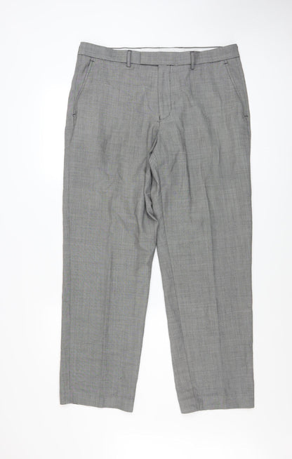 Mens UK Size L Dunnes Stores Regular Fit Dress Pants Grey Trousers