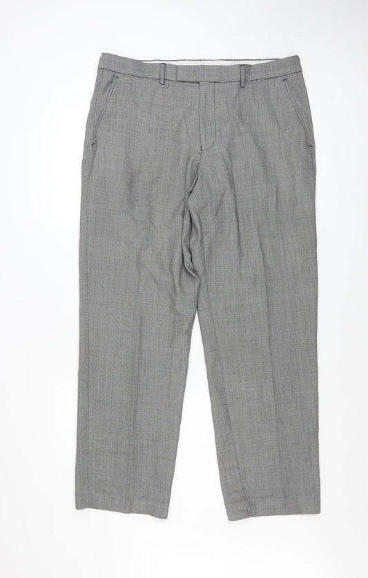 Mens UK Size L Dunnes Stores Regular Fit Dress Pants Grey Trousers