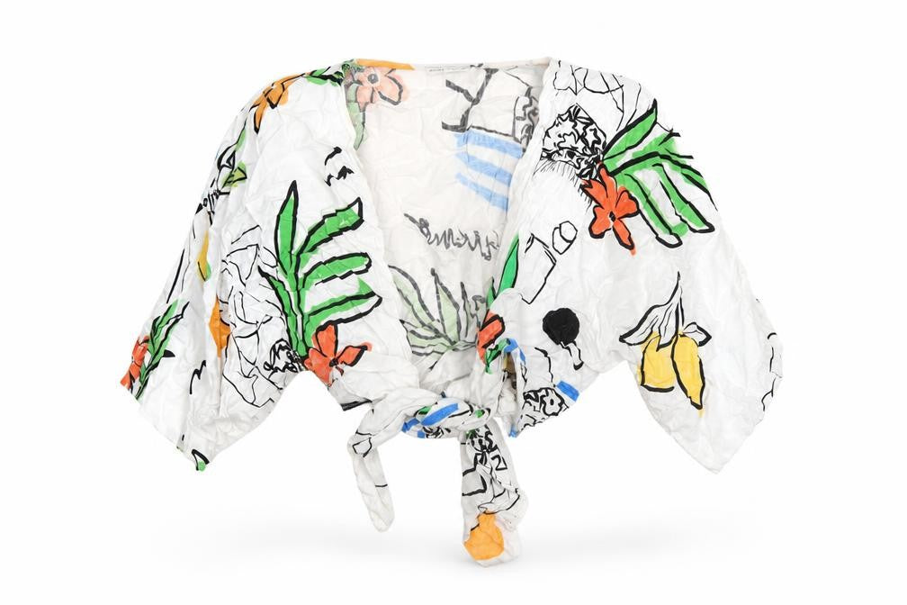Womens UK Size XS Bershka Multicoloured Cropped Blouse
