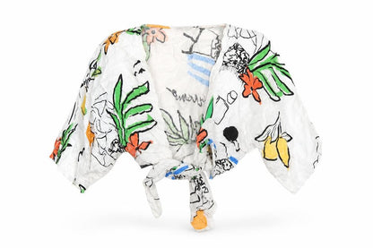 Womens UK Size XS Bershka Multicoloured Cropped Blouse