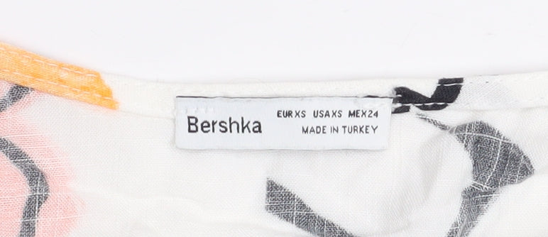 Womens UK Size XS Bershka Multicoloured Cropped Blouse