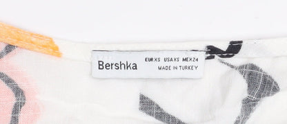 Womens UK Size XS Bershka Multicoloured Cropped Blouse