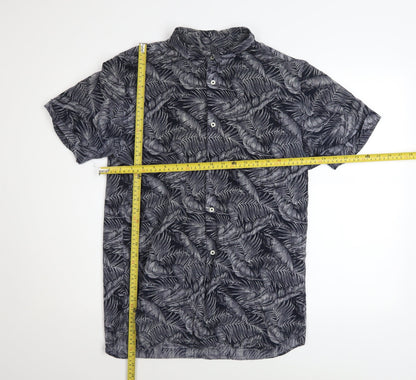 Jack & Jones Men’s Black Tropical Short Sleeve Cotton Shirt L