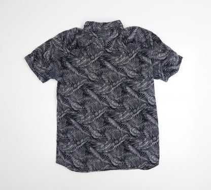 Jack & Jones Men’s Black Tropical Short Sleeve Cotton Shirt L