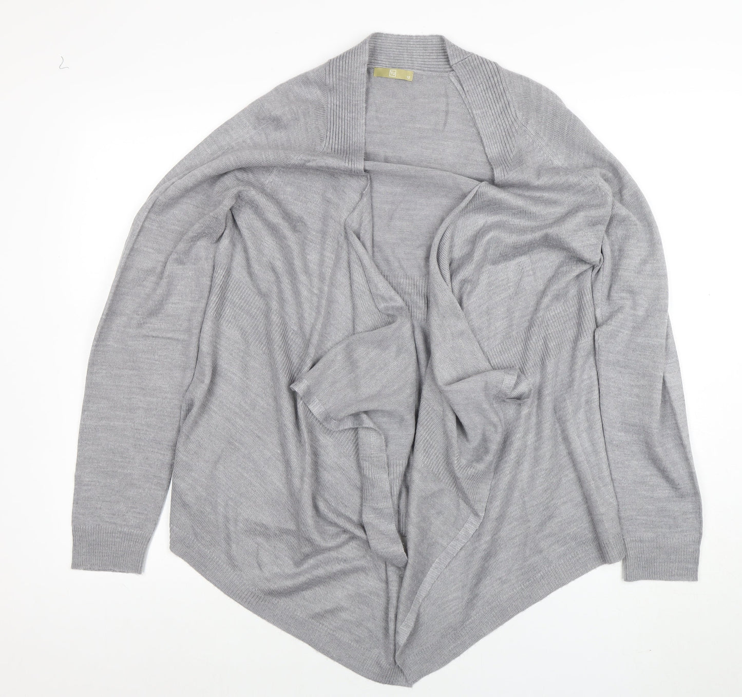 TU Women’s Grey Knit Long Sleeve Open Cardigan Size 12