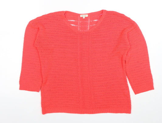River Island Women’s Pink 3/4 Sleeve Open Knit Jumper Size 10