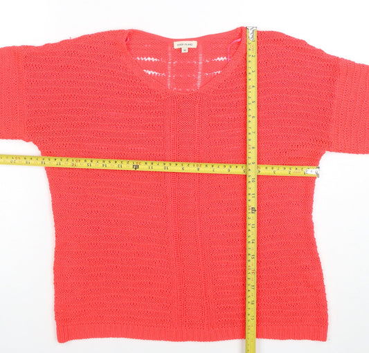 River Island Women’s Pink 3/4 Sleeve Open Knit Jumper Size 10