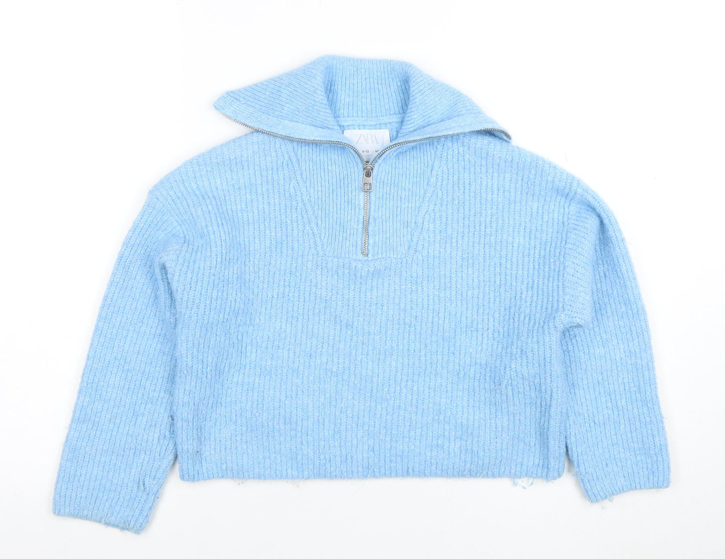 Girls UK Size 9-10 Years Zara Blue Full Zip Jumper