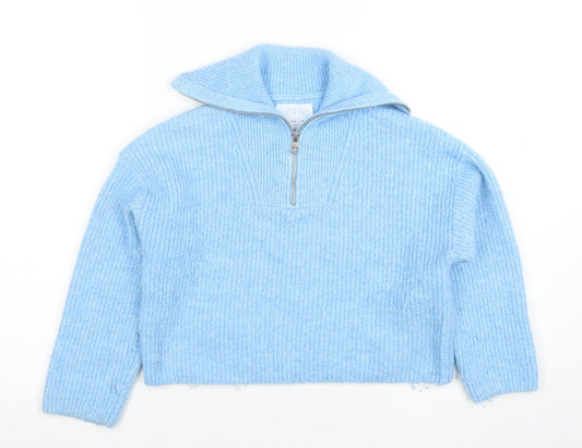 Girls UK Size 9-10 Years Zara Blue Full Zip Jumper