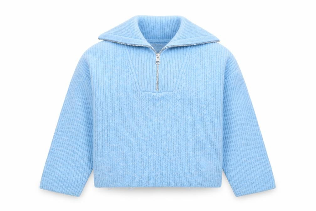 Girls UK Size 9-10 Years Zara Blue Full Zip Jumper