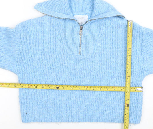 Girls UK Size 9-10 Years Zara Blue Full Zip Jumper