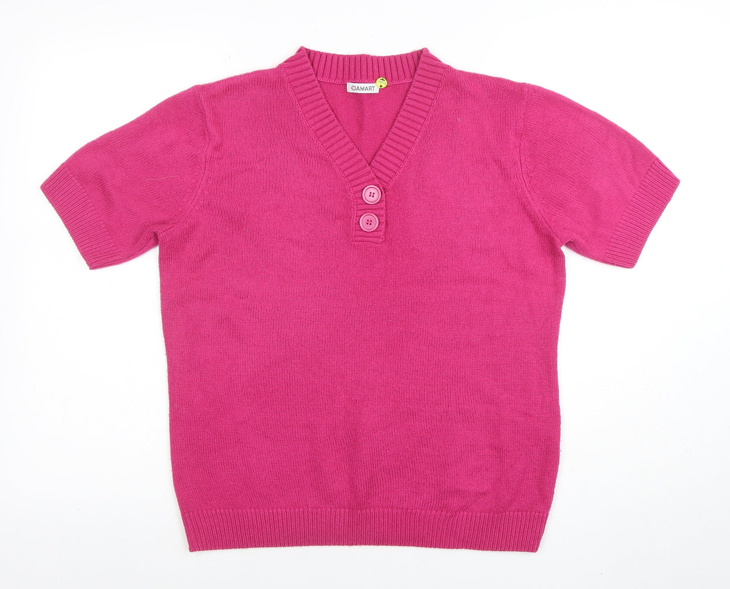 Womens UK Size M Damart Pink Henley Jumper