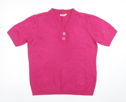 Womens UK Size M Damart Pink Henley Jumper