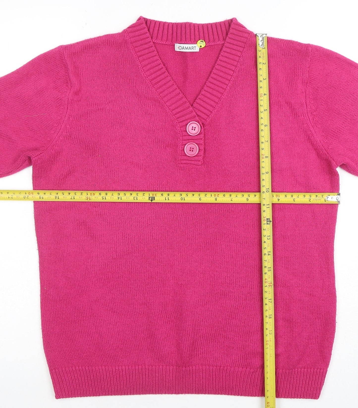 Womens UK Size M Damart Pink Henley Jumper