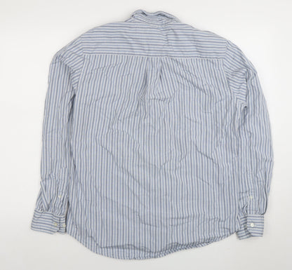 Tommy Hilfiger Men's Blue Striped Button-Down Shirt M Custom Fit