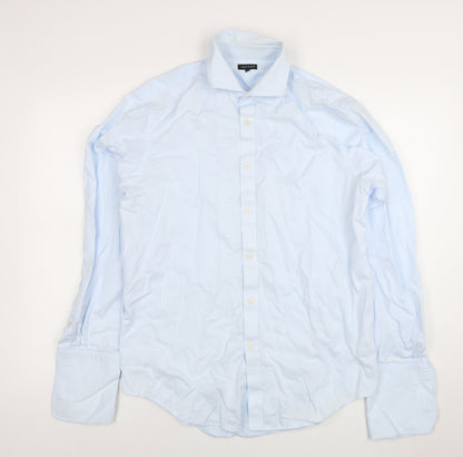 Jaeger Men's Blue 16 Regular Fit Long Sleeve Cotton Button-Up Shirt