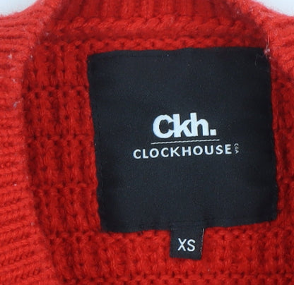Womens UK Size XS Clockhouse Red Pullover Jumper