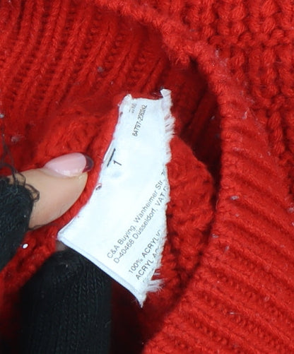 Womens UK Size XS Clockhouse Red Pullover Jumper