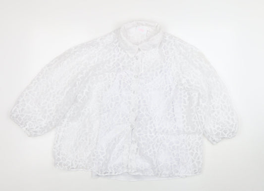 Womens UK Size 14 SAVIION White Tunic Blouse