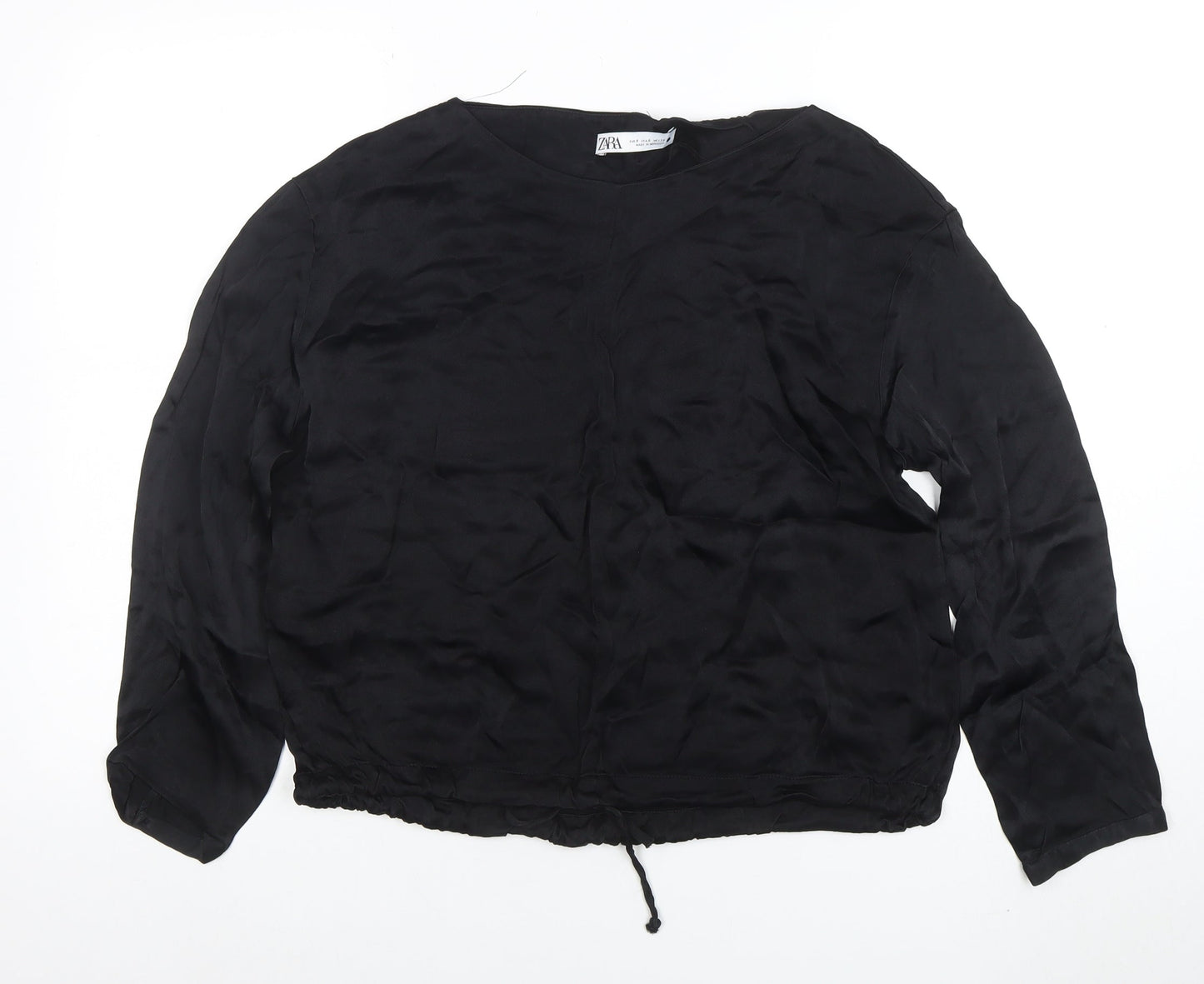 Womens UK Size S Zara Black Cropped Blouse