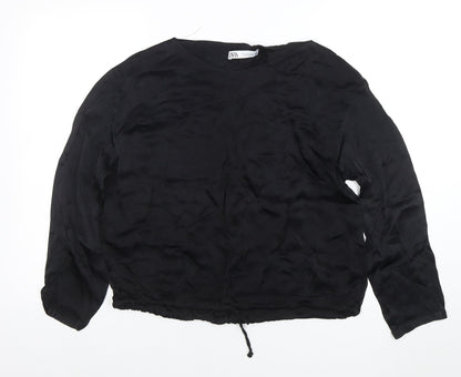Womens UK Size S Zara Black Cropped Blouse