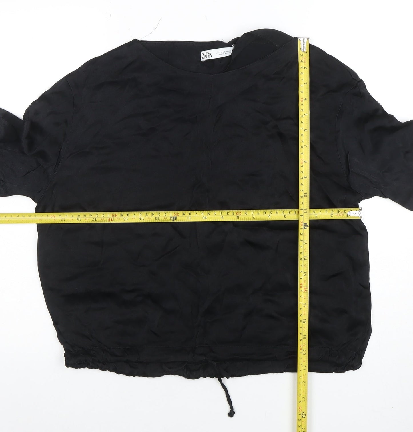 Womens UK Size S Zara Black Cropped Blouse