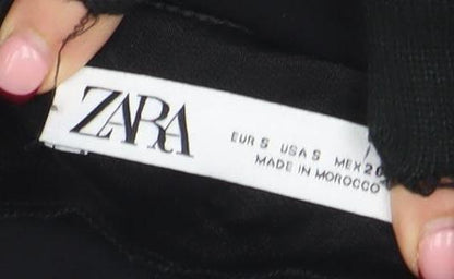 Womens UK Size S Zara Black Cropped Blouse