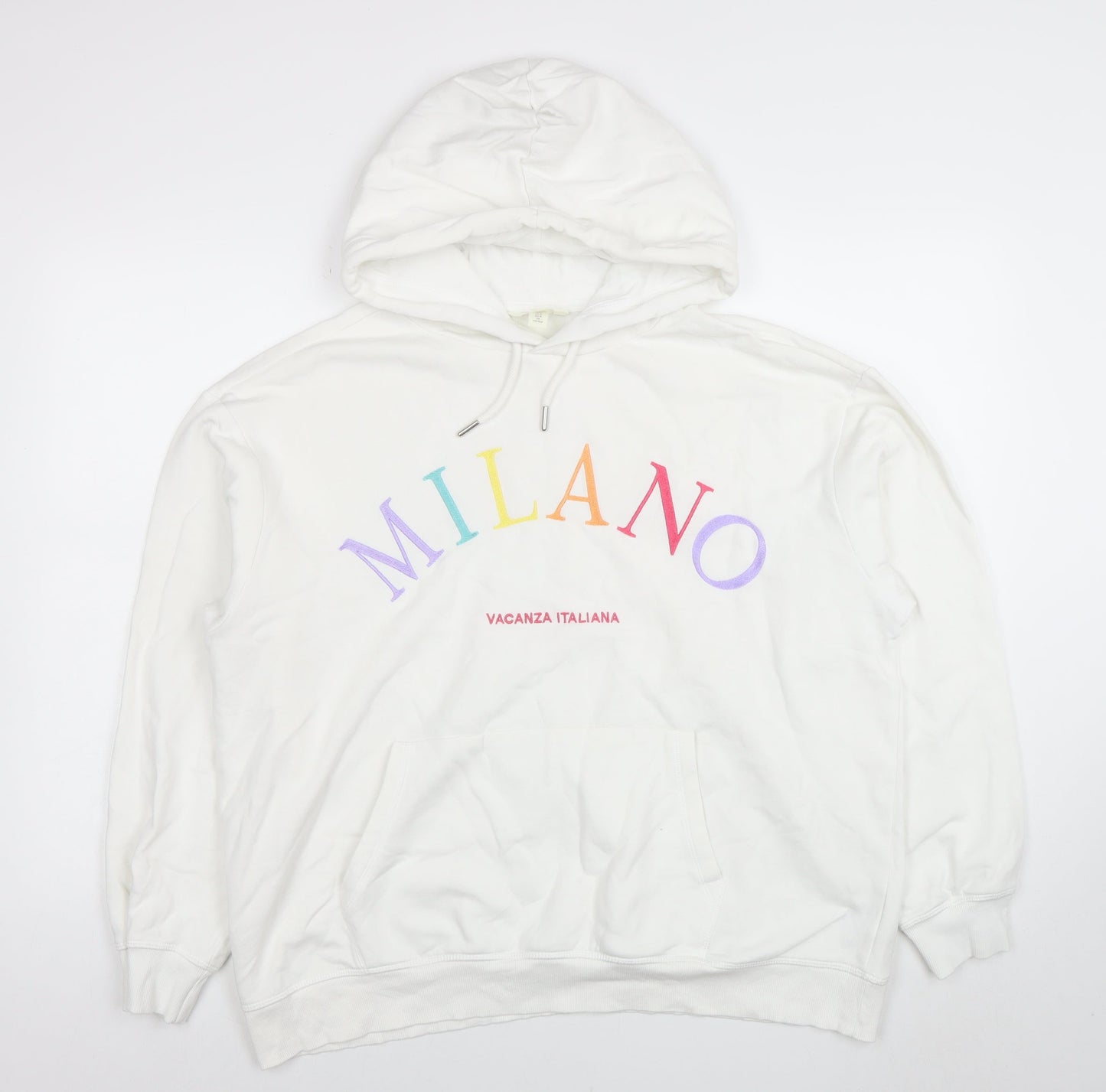 Womens UK Size 12 H&M White Pullover Hoodie