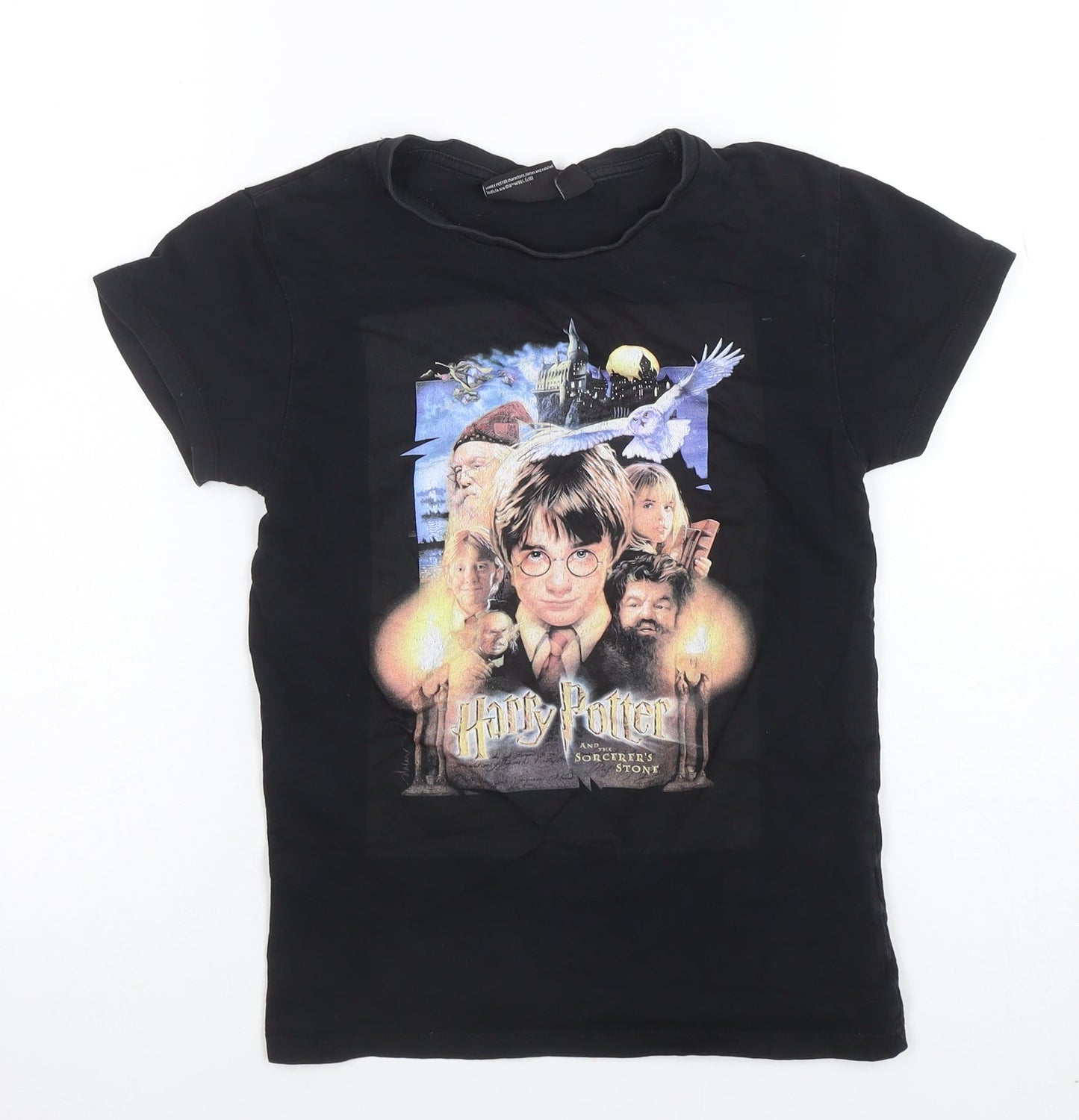 Womens UK Size 4 Harry Potter Black Basic T-Shirt