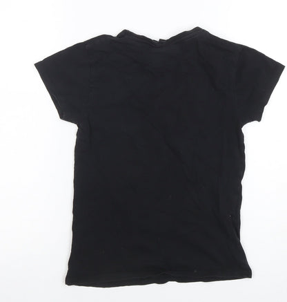 Womens UK Size 4 Harry Potter Black Basic T-Shirt