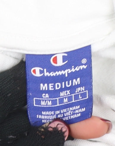 Womens UK Size M Champion White Pullover Hoodie