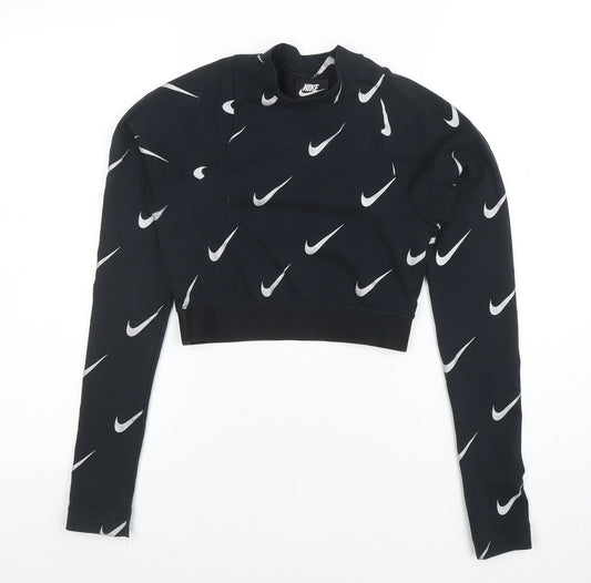 Womens UK Size XS Nike Black Cropped T-Shirt