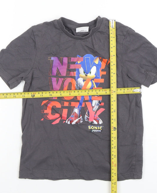 Boys UK Size 7-8 Years Sonic Prime Grey Basic T-Shirt