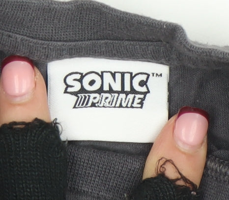 Boys UK Size 7-8 Years Sonic Prime Grey Basic T-Shirt