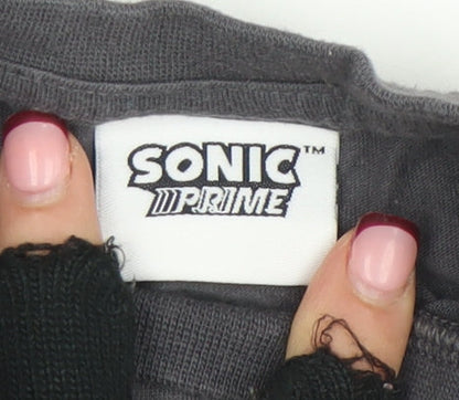 Boys UK Size 7-8 Years Sonic Prime Grey Basic T-Shirt