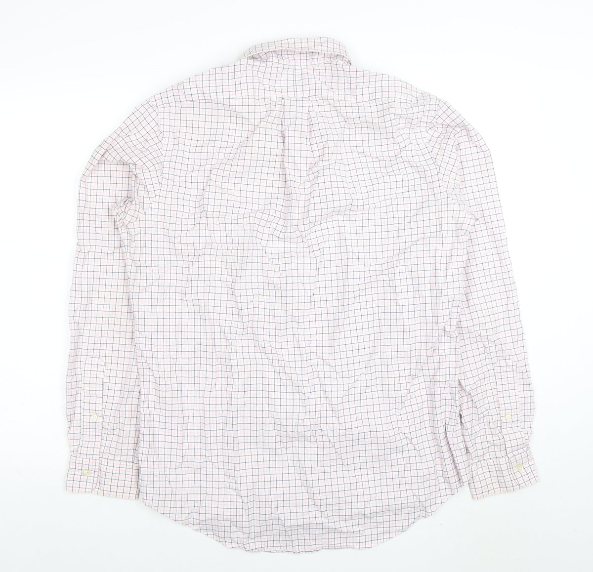 Ralph Lauren Men's White Checked Button-Down Cotton Shirt Size 16