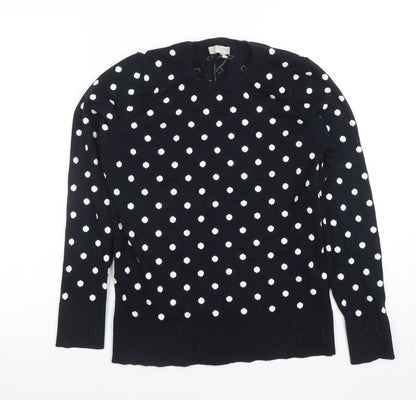 Hobbs Women’s Black Polka Dot Knit Long Sleeve Top Size S