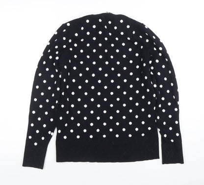 Hobbs Women’s Black Polka Dot Knit Long Sleeve Top Size S