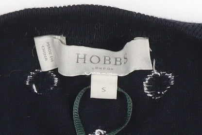 Hobbs Women’s Black Polka Dot Knit Long Sleeve Top Size S