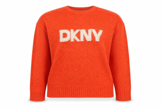 Womens UK Size M DKNY Jeans Orange Pullover Jumper