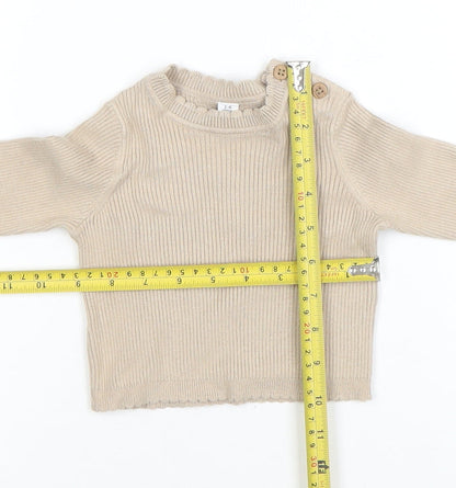 Marks and Spencer Beige Knit Baby Jumper 3-6 Months Unisex Long Sleeve