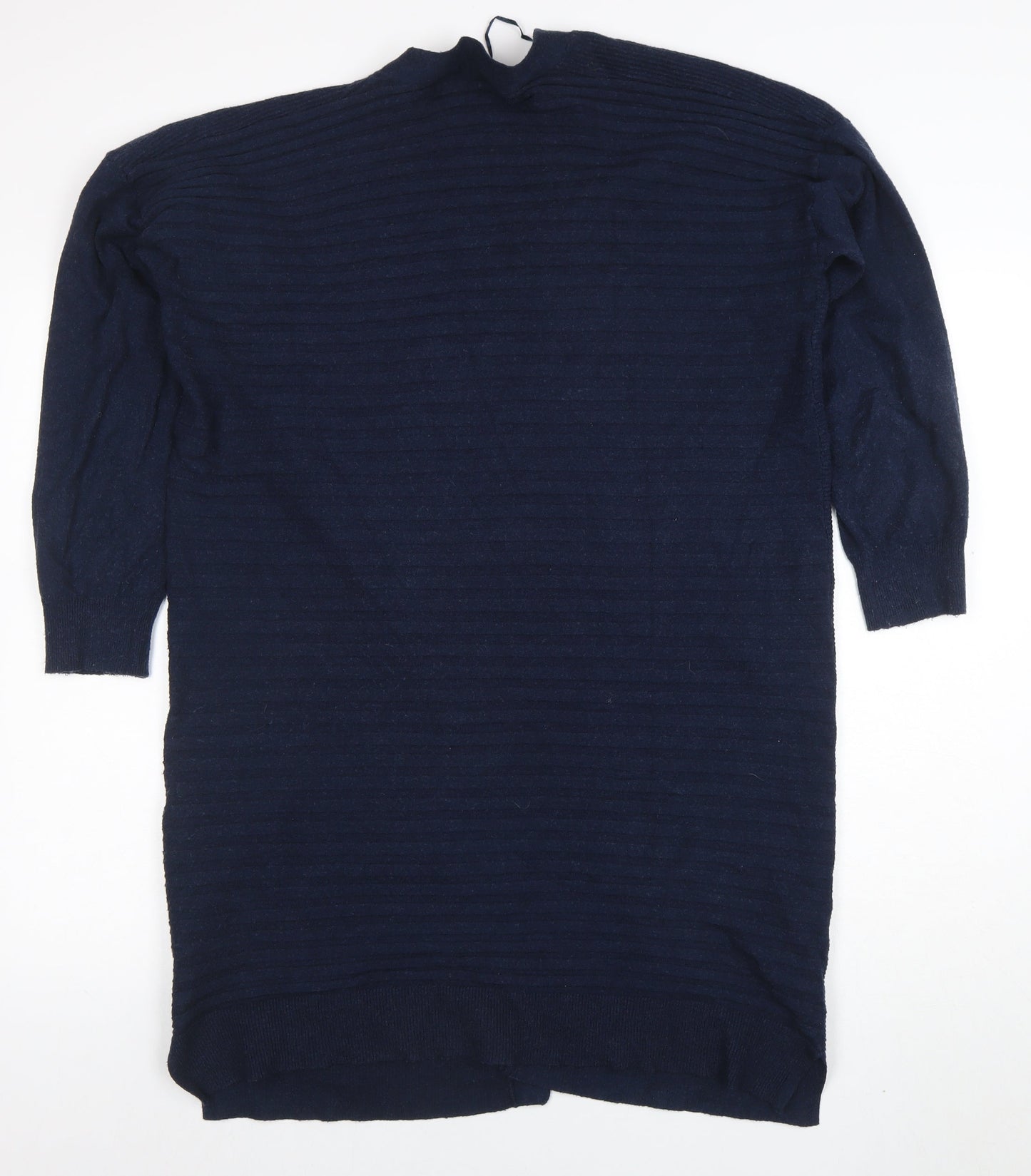 Tu Women Blue Viscose Blend Long Sleeve Open Knit Cardigan Size 16