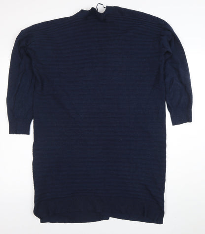 Tu Women Blue Viscose Blend Long Sleeve Open Knit Cardigan Size 16