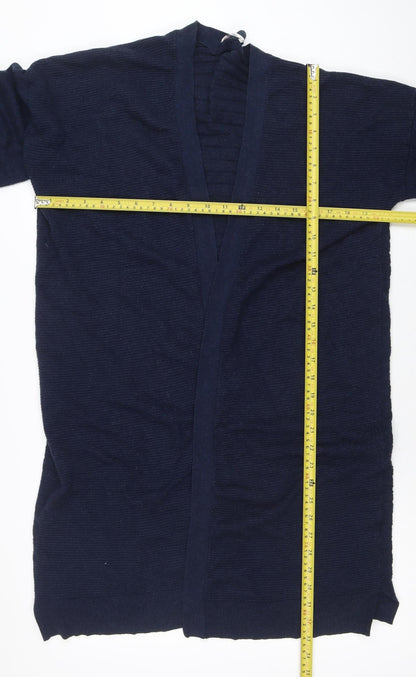 Tu Women Blue Viscose Blend Long Sleeve Open Knit Cardigan Size 16