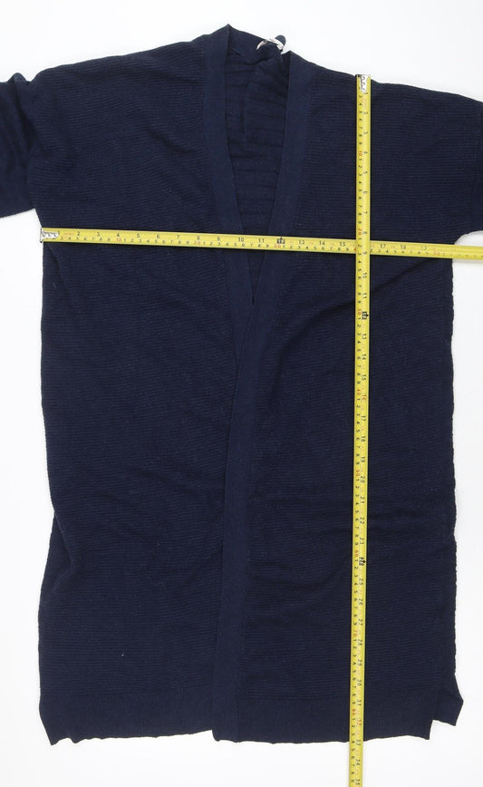 Tu Women Blue Viscose Blend Long Sleeve Open Knit Cardigan Size 16