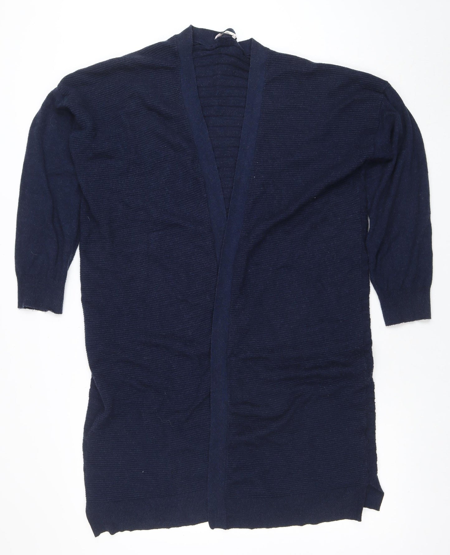 Tu Women Blue Viscose Blend Long Sleeve Open Knit Cardigan Size 16