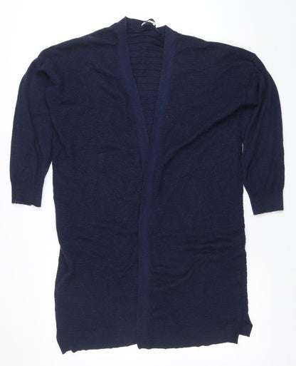 Tu Women Blue Viscose Blend Long Sleeve Open Knit Cardigan Size 16