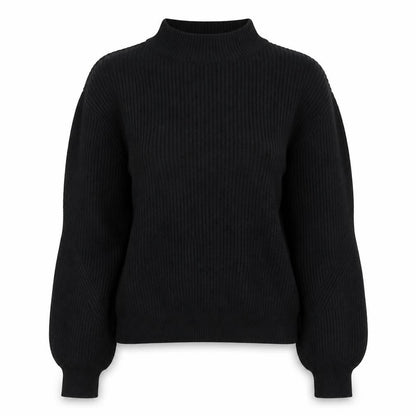 Zara Women's Black Mock Neck Ribbed Knit Jumper Size 12
