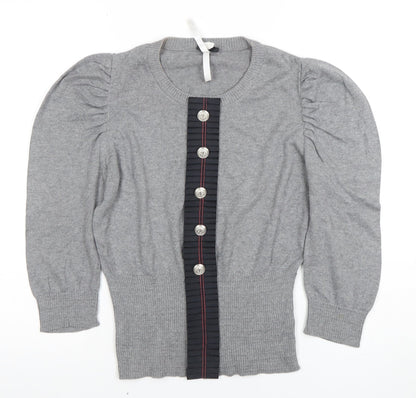 Womens UK Size 10 NEXT Grey Basic Button-Up